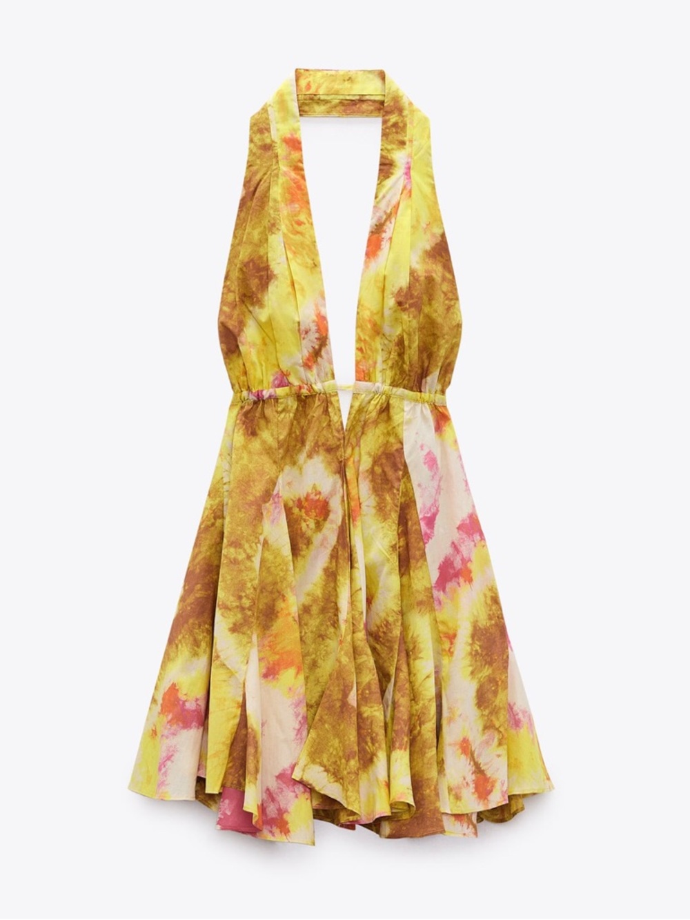 Halter Tie-Dye Mini Dress in Yellow and Pink - Picture 5 of 6